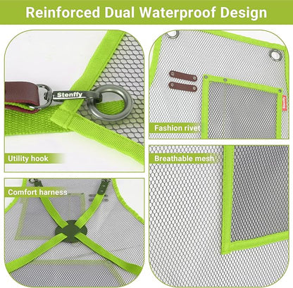 Waterproof Work Apron for Chefs, Hair Stylists, Artists, Gardeners, Adjustable, Multi-Pockets, TPU Mesh Fabric, Plus Size