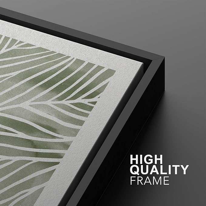 Ashbrook Framed Canvas Print Wall Art Set Abstract Jungle Green Pastel Plants Nature Wilderness Illustrations Modern Art Rustic Chic Colorful for Living Room, Bedroom, Office - 16"x24"x3 Black