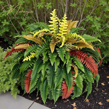 50” Silky Artificial Boston Fern, 128 Fronds Large Hanging Plants for Outside Planter,Bush Floor Plants Large for Home Decor Porch Patio Garden Indoor Outdoor (128Fronds1Pcs)