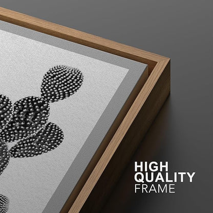 Ashbrook Framed Wall Art Print Set Black & White Grayscale Desert Succulents Nature Wilderness Photography Modern Art Boho Scenic Dramatic for Living Room, Bedroom, Office - 16"x24"x3 Natural