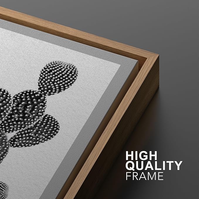 Ashbrook Framed Wall Art Print Set Black & White Grayscale Desert Succulents Nature Wilderness Photography Modern Art Boho Scenic Dramatic for Living Room, Bedroom, Office - 24"x36"x3 Natural
