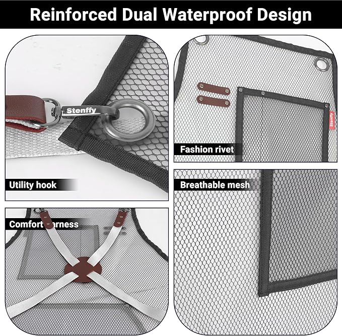 Waterproof Work Apron for Chefs, Hair Stylists, Artists, Gardeners, Adjustable, Multi-Pockets, TPU Mesh Fabric, Plus Size