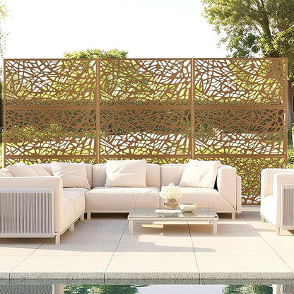 Outdoor Privacy Screen,72" H×47" W Metal Privacy Screen, Freestanding Privacy Fence Panels for Patio