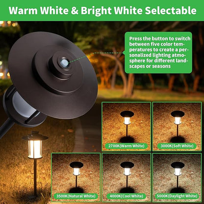 Outdoor Pathway Lights Wired 12V, 2700K/3000K/3500K/4000K/5000K Selectable Landscape Path Light Waterproof, LED Walkway Fixture Electric, ORB Aluminum for All Weather Garden Yard (12 Pack)
