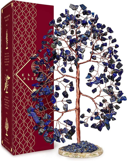 Crystal Trees for Home and Office Decoration, Lapis Lazuli Chakra Healing Crystals Feng Shui Handmade Trees for Positive Energy, Money, Good Luck, Christmas Decor, Birthday Gifts for Women, Mom