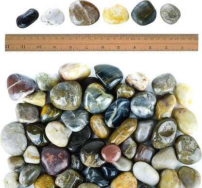5 lbs Approx. 82 River Rocks Stones for Plants Pebbles for Indoor Plants | Aquarium Fish Tank Rocks | Polished Decorative Rocks for Vases (1.6-2.4 Inches)