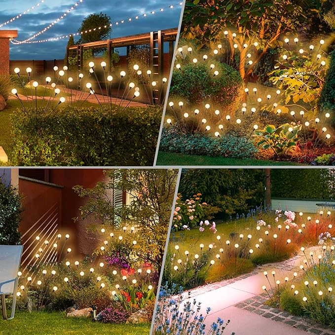 Solar Lights Outdoor Waterproof, 8 Packs 64LED, Solar Garden Lights, Garden Decor, Patio Decor, Unique Gifts for Women, Gifts for Grandma