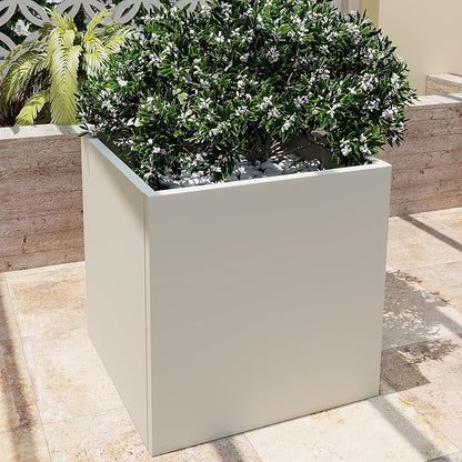 ARNIS Metal Planter Box, 20.75" Lx20.75 Wx20.75 H Large Square Indoor Outdoor Planters Cube, Galvanized Steel Heavy Duty Flower Pot with Drainage for Tall Plants, Trees, Flowers (Sand)