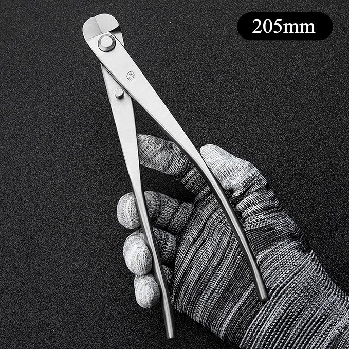 TianBonsai Bonsai Tools 5-Piece Alloy Steel Bonsai Tool Kit in Cluding 205mm Wire Cutter / 205mm Round Edge Cutter / 205mm Jin Plier / 200mm Straight Root Hook/Tweezers(NBK5-02)