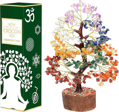 7 Chakra Healing Crystal Tree of Life, Handmade Feng Shui Crystal Tree for Good Luck, Positive Energy, Wealth, Reiki Healing, Gifts for Women and Mom Birthday, House Warming Gift