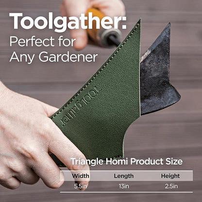 Triangle Homi Hand Hoe - Traditional Handmade Korean Garden Tool for Weeding Digging & Planting with Forged Steel & Chestnut and Acacia Wood Handle