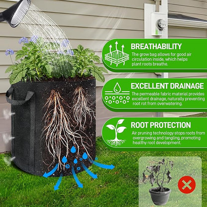 8 Pcs 15 Gallon Potato Grow Bags with Harvest & Visible Windows, Thickened Nonwoven Fabric Potato Planter,Potato Growing Containers with Sturdy Handles, Potato Bags for Growing Potatoes Vegetables