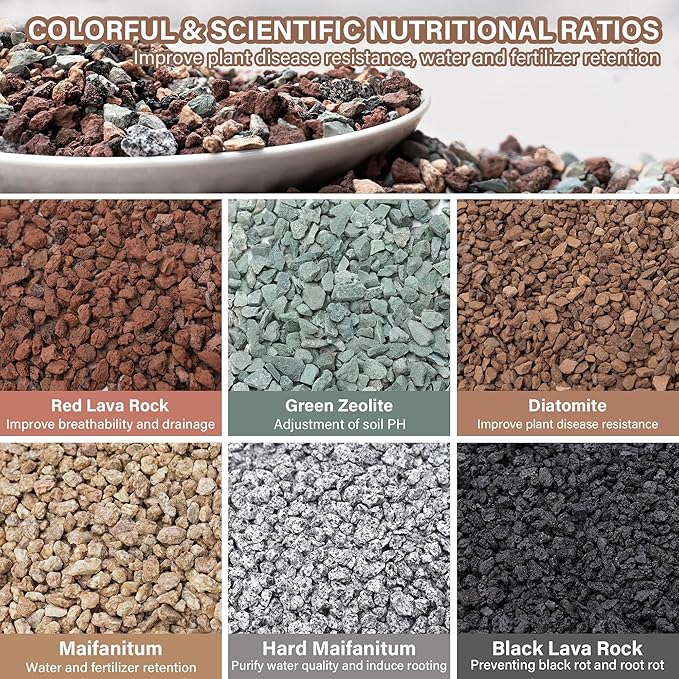 NUPICK 20lb Mix Horticultural Lava Rocks for Plants, 3/8" Colorful Succulent Potting Soil Amendments, Decorative Gravel for Cactus, Bonsai Gritty Rock, Pebbles Pumice for Vase Fillers, Top Dressing