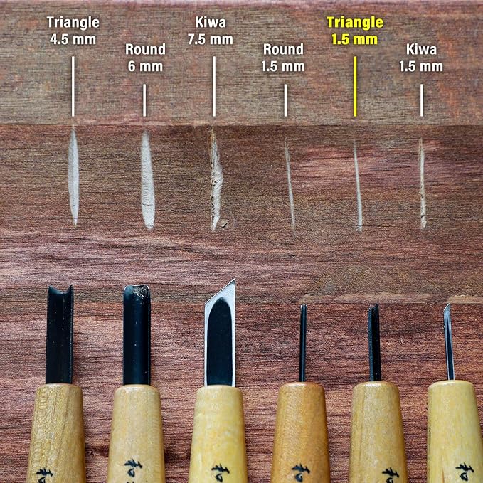 Wazakura Made in Japan Bonsai Chisel Hand V-Parting Triangle Carving Tool 1.5 mm for Jin Shari Making, DIY Woodcarving Knife for Experts and Beginners (V-Parting Triangle Shape 1.5 mm)