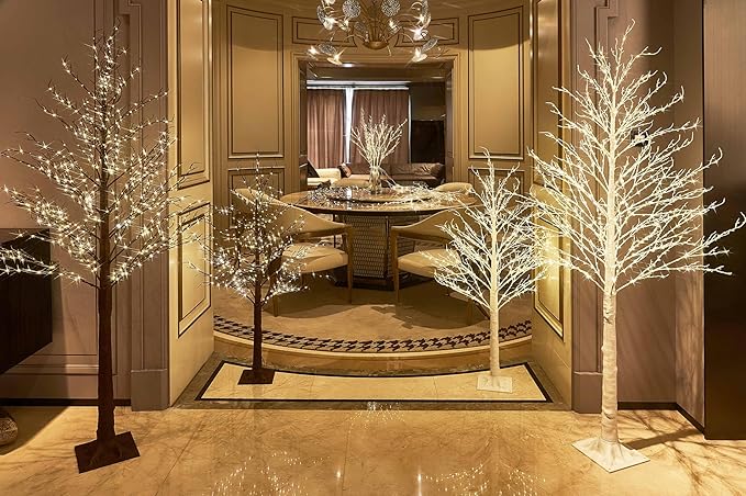 Hairui Lighted Brown Tree Plug in 6FT 690 LED Artificial Twig Tree with Lights for Christmas Holiday Wedding Room Decorations Indoor Outdoor