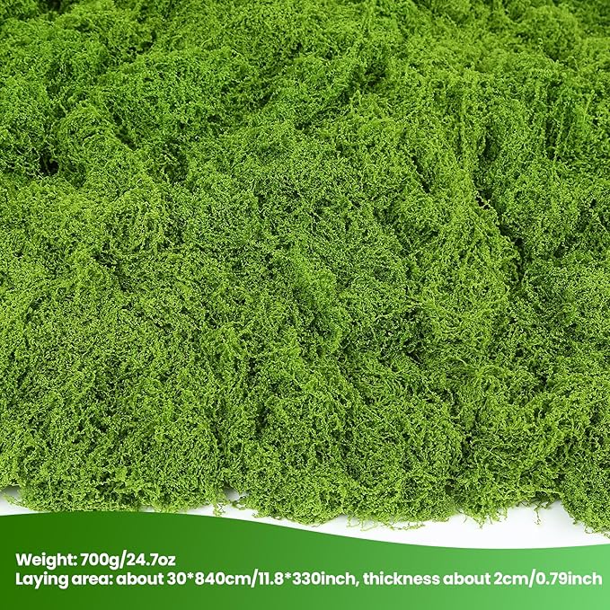 Artificial Green Moss for Potted Plants, 24.7 oz Fake Moss Decor for Indoor Plants, Glass Containers, Wedding, Gardens, DIY Crafts (Light Green)