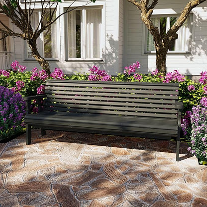 Amish Casual Heavy Duty 6 Foot Roll Back Outdoor Bench in Cedar Stain- Amish Made in The USA from Treated Pine for Outdoor Durability, 700 Lb Weight Capacity