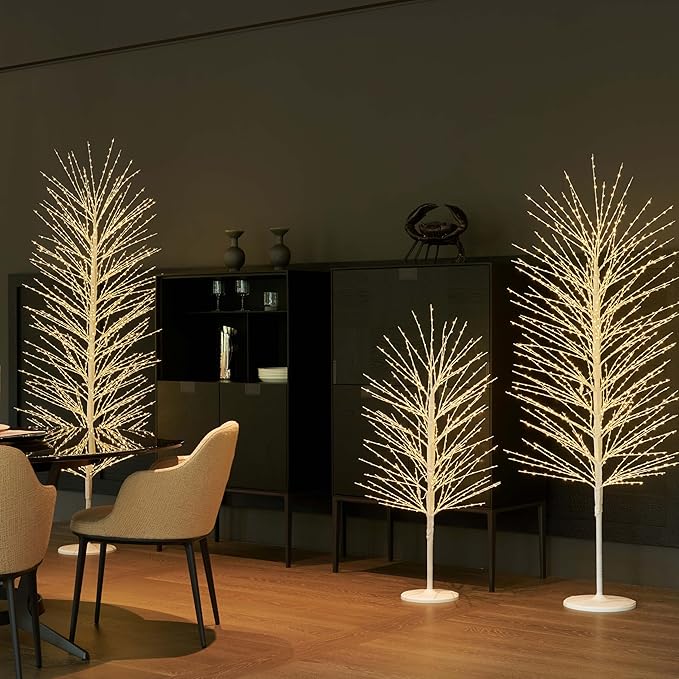 Hairui Lighted White Tree with 576L Warm White Fairy Lights 4FT, Twig Tree with Lights for Indoor Outdoor Home Thanksgiving Christmas Winter Holidays Party Decoration