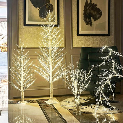 Hairui Lighted Twig White Alpine Tree with Fairy Lights 6FT 810 LED for Indoor Outdoor Home and Christmas Holiday Decoration