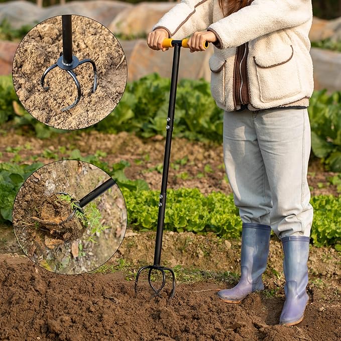 Gardenised 40-inch Lawn Twist Tiller - Soil Aerating Tool for Lawn Care, Yard and Garden Health - Perfect for Compact Soil, Grass Aeration, Lawn Revitalization with Comfortable Soft Sponge Grip
