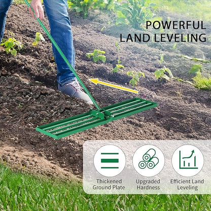 Outvita Lawn Leveling Rake 30"x10", Level Lawn Tool with Adjustable Handle, Yard Leveling Rake, Landscape Rakes for Garden, Backyard, Golf Course, Farm, Pasture