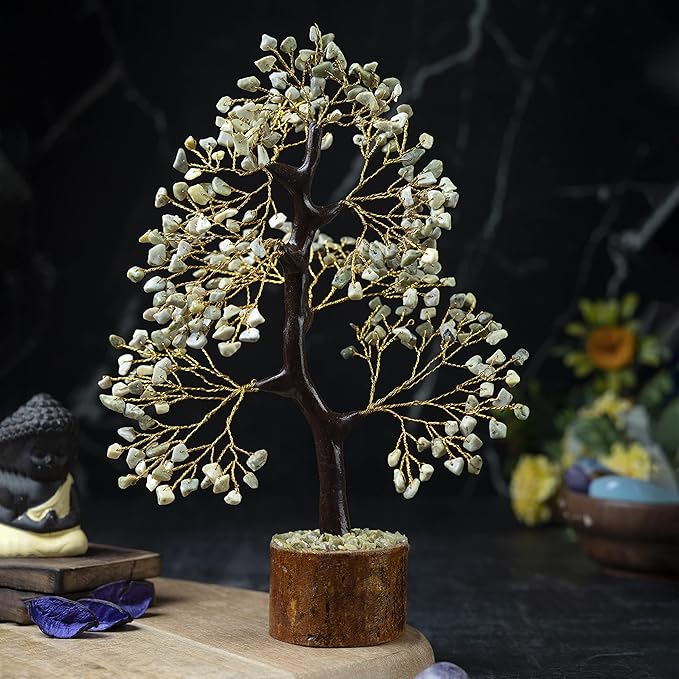 Crocon Serpentine Gemstone Tree, Crystal Tree of Life - Chakra Tree - Feng Shui Tree Decor - Money Tree Bonsai - Healing Crystal - Stone Tree - Home Decor - Spiritual Gift - Gem Tree