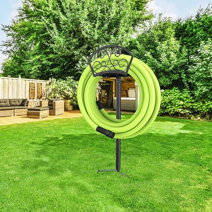 GOFORWILD Garden Hose Holder, Decorative Hose Butler Sturdy Water Hose Rack, Durable Wall Hose Hanger, Hose Reel, Holds 125-Feet of 5/8-Inch Hose, Made of Gauge Steel, 7020