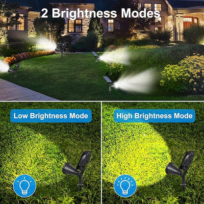 T-SUN Solar Spotlights Outdoor, 2 Pack White LED Landscape Lights, Waterproof Solar Powered Light with Auto On/Off, Adjustable Wall Lights for Yard, Garden, Patio, Driveway, Pool