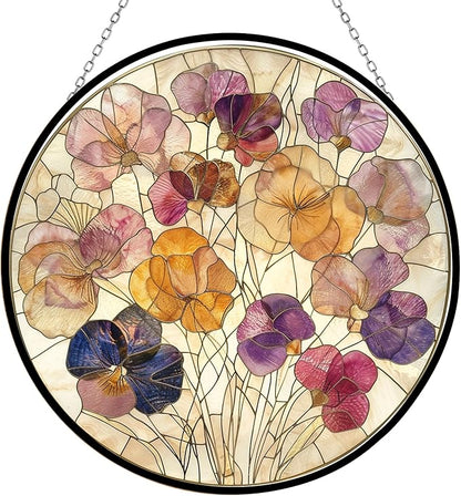 Pressed Flowers Suncatcher Indoor/Outdoor Stained Glass Window Hanging Handmade Suncatchers Home Decor Garden Christmas Party Wedding Housewarming Gifts