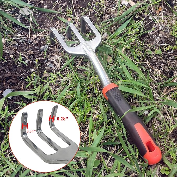 Garden Tools Set, 4 Piece Aluminum Hand Tool Kit with Ergonomic Handle, Heavy Duty Gardening Tools Include Hand Trowel, Transplant Trowel, Hand Rake and Weeder (Orange)