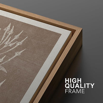 Ashbrook Framed Canvas Print Wall Art Set Duotone Forest Wildflower Farmhouse Decor Nature Wilderness Illustrations Modern Art Floral Botanical Calm/Relax/Cozy for Bedroom - 24"x36"x3 NATURAL