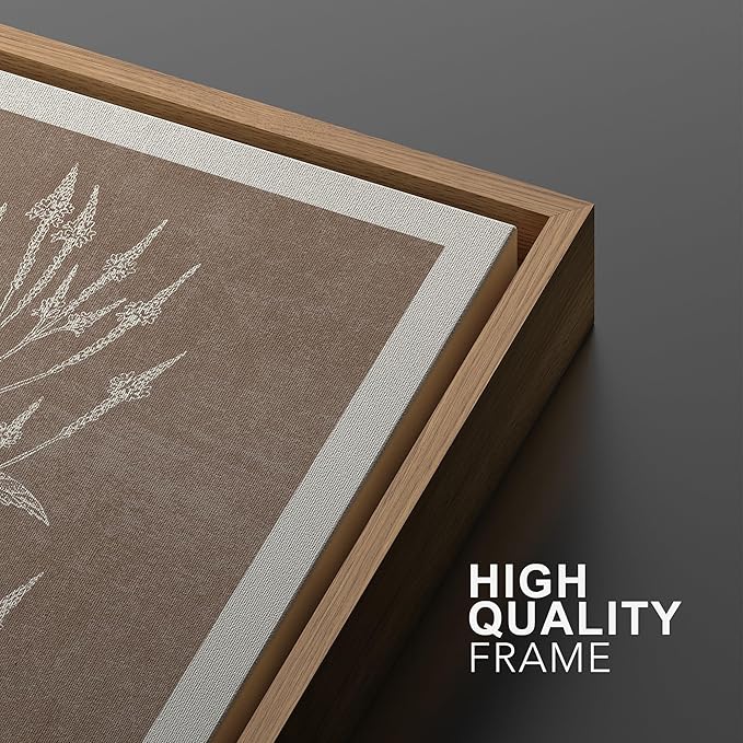 Ashbrook Framed Canvas Print Wall Art Set Duotone Forest Wildflower Farmhouse Decor Nature Wilderness Illustrations Modern Art Floral Botanical Calm/Relax/Cozy for Bedroom - 16"x24"x3 NATURAL