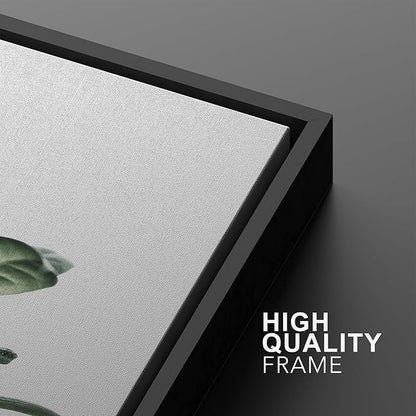 Ashbrook Framed Canvas Print Wall Art Set Green Floral Forest Plant Variety Nature Wilderness Photography Modern Art Minimal Chic Colorful for Living Room, Bedroom, Office - 16"x24"x3 Black