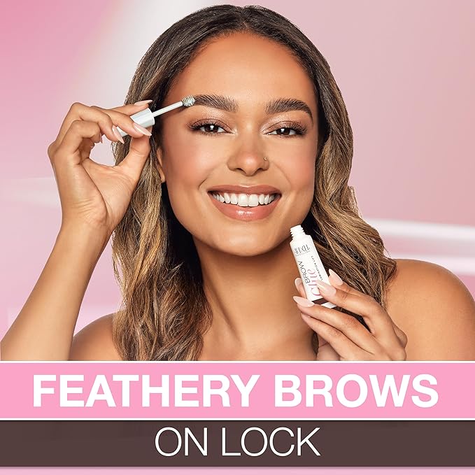 Ardell Brow Glue Dark Brown with Styling Brush – Tinted Eyebrow Gel for Lamination Lift, All-Day Extreme Hold Brow Gel for Defined Brows, 0.35 oz