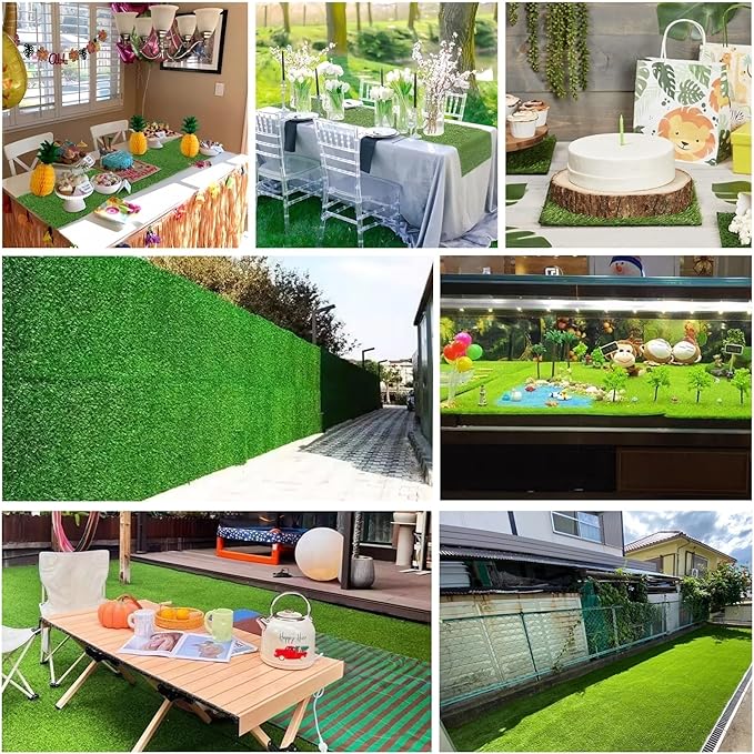 Artificial Grass Rug 7 ft x 23 ft, Synthetic Fake Grass Turf Mat for Indoor Outdoor Garden Home Decor, 0.8" Pile Height