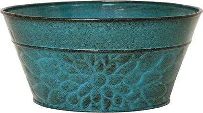 Robert Allen MPT02008 Laurel Series Metal Planter Flower Pots, 8", Lagoon