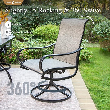 Sophia & William Outdoor Dining Set Patio Dining Sets Patio Table and Chairs Set 9 Pieces 60" Square Outdoor Dining Table for 8 with Swivel Patio Chairs for Garden Pool All Weather Brown