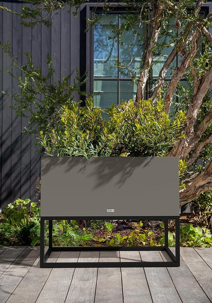 Veradek Block Series Raised Long Box Planter for Patio & Garden | Durable All-Weather Use with Aluminum Stand | Modern Décor for Herbs, Flowers