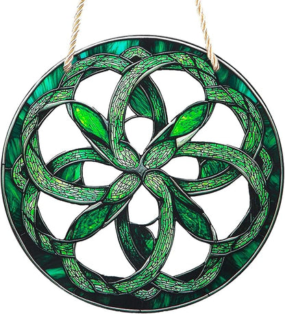 2 Pcs Celtic Knot Window Hanging Ornament Celtic Knot Suncatcher 8 Inch Eternal Knot Acrylic Suncatchers Window Hanging Indoor Wall Art Christmas Home Decor Stained Suncatcher Ornaments