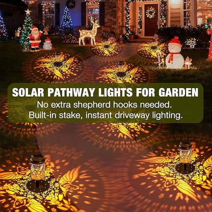 Cooo 2 Pack Solar Lanterns Outdoor Waterproof Hummingbird Red_Sage Solar Pathway Lights Landscape Path Christmas Gifts for Women Mom Grandma for Outdoor Table Lamps Garden Yard Backyard Decor -Gold