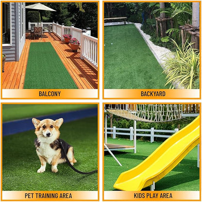 Ottomanson Artificial Grass Turf 2'7" x 50' Indoor Outdoor Faux Grass Rug with Drainage Holes, Customizable with Extra Long Size Options, Perfect for Patio Lawn Balcony Weddings Photoshoot Backdrop