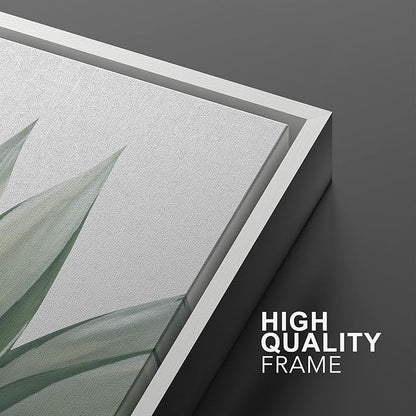 Ashbrook Framed Canvas Print Wall Art Set Green Desert Cactus Succulent Variety Nature Wilderness Photography Modern Art Minimal Chic Colorful for Living Room, Bedroom, Office - 16"x24"x3 White