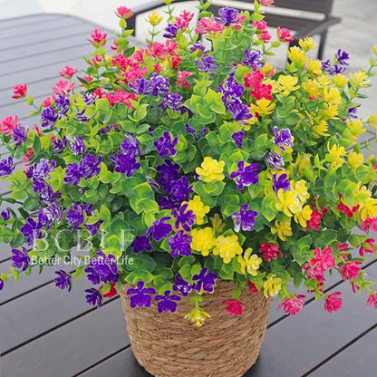 Artificial Flowers for Outdoors, 12 Bundles UV Resistant Realistic Faux Plants for Outside Porch Planter, Spring Summer Home Garden Decoration, Purple