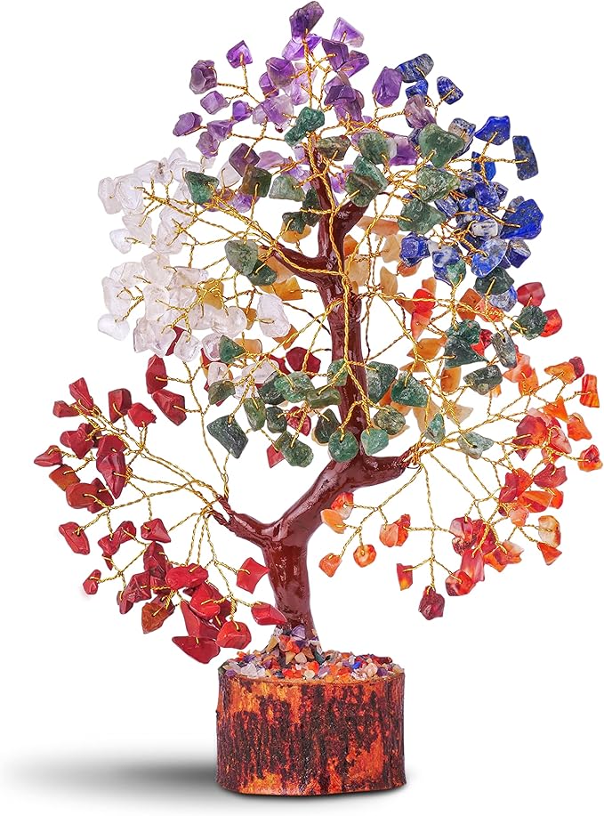 Seven Chakra Tree - Crystal Tree for Positive Energy - 7 Chakra Money Trees of Life, Feng Shui Decor, Chakra Stones, Crystals and Healing Stones, Birthday Gifts for Women