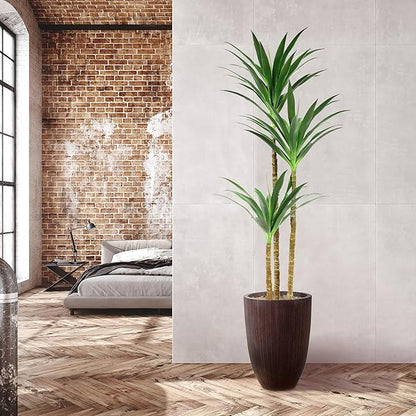 Hyper Realistic Dracaena 5ft Tall - Real Touch & VU Protected Faux Yucca Floor Plant in Pot- Artificial Agave Plant Fake Tree with Black Planter