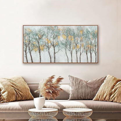 Framed Wall Art Decor Canvas Print Green Embellishments Plant Forest Abstract Tree Painting Picture Artwork Framed Wall Decor For Living Room Bedroom Living Room And Apartment 20x40 Inch