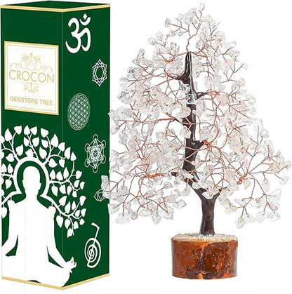 Clear Quartz Gemstone Tree of Life Feng Shui & Chakra Decor - Crystal Money Tree Bonsai for Positive Energy & Healing - Home Decor & Good Luck Spiritual Gift