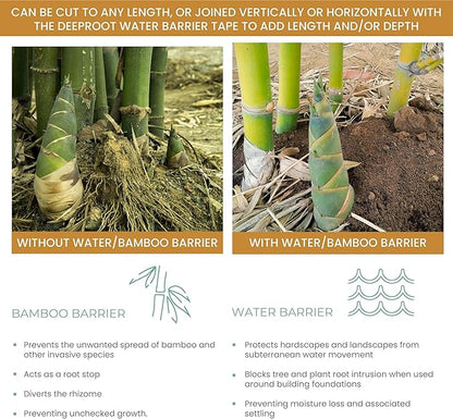 DeepRoot Water Barrier, Versatile Bamboo Barrier, Easy-to-Install Garden Barrier for Landscaping and Protection, Durable, Flexible, 24" x 100' Roll-40 mil Thickness, Black (WB 24/40-100)