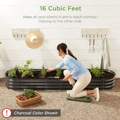 Best Choice Products 8x2x1ft Outdoor Metal Raised Garden Bed, Oval Deep Root Planter Box for Vegetables, Flowers, Herbs, and Succulents w/ 108 Gallon Capacity - Peacock Blue