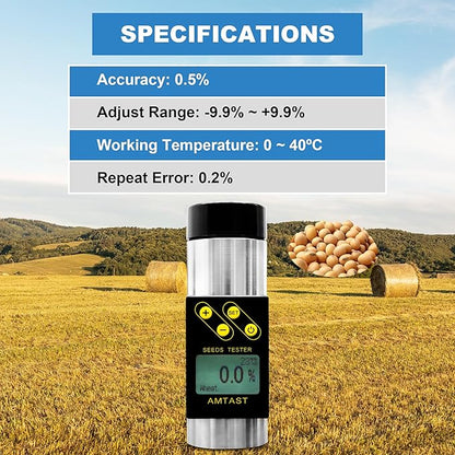 Grain Moisture Meter High Precision Grain Moisture Tester with Temperature Portable Seed Moisture Meter for 18 Grains Including Wheat, Soybean, Coffee and More
